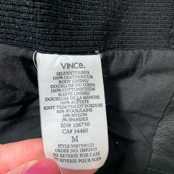 VINCE black paper drape collar leather jacket - Picture 12 of 16